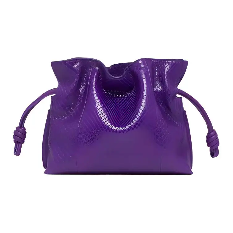 LOEWE Flamenco Snake Leather One Shoulder Crossbody Clutch Mini Women's Purple