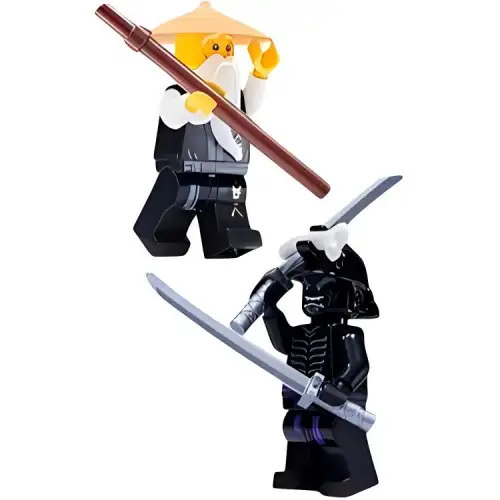 LEGO LEGO NINJAGO Series Brothers Showdown: Master Wu VS Garmadon Minifigure Set (Comes with NINJAGO Classic Legend Special 7 Magazine) Flame Sword Ivory Knife Building Blocks 2 2309-0128