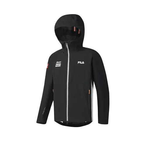 FILA CYCLING Waterproof And Windproof Windbreaker Jacket Men's Pitch Black