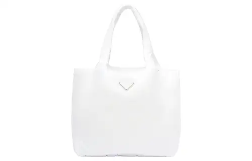 PRADA Fabric Tote Bag, Shopping Bag, Handbag Large Women's White