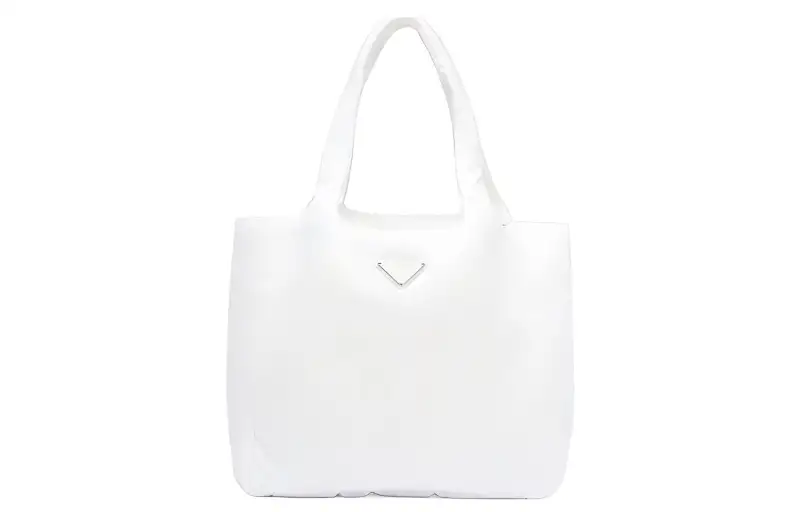 PRADA Fabric Tote Bag, Shopping Bag, Handbag Large Women's White