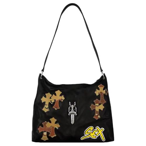 Chrome Hearts Cow Leather Shoulder Bag, Chicken Nugget Bag, Handbag, Shoulder Bag Extra Large Women's Black