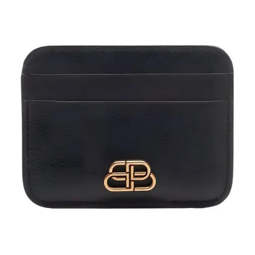 Balenciaga Grain Calfskin Card Holder Women's Black