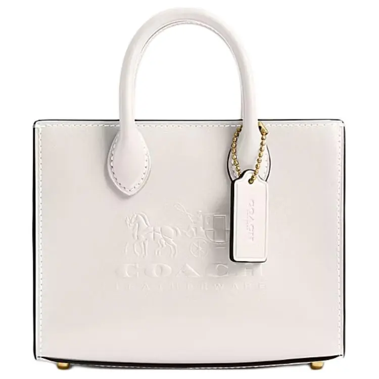 COACH Ace Cow Leather Tote Bag, Shopping Bag, Shoulder Bag, Crossbody Bag, Handbag Small Women's Chalk White