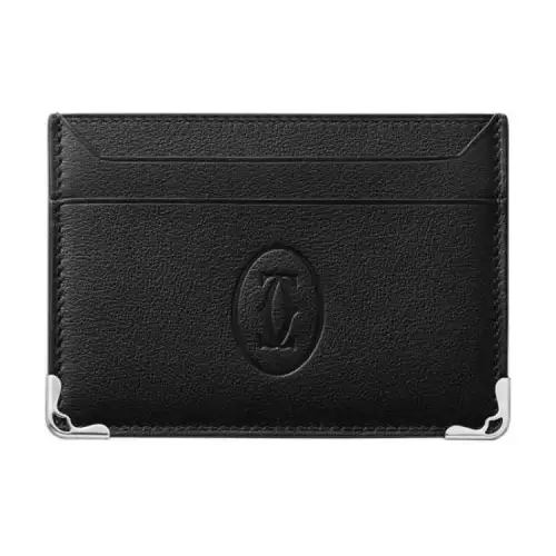 CARTIER Must De Cartier Calfskin Card Holder Women's Black