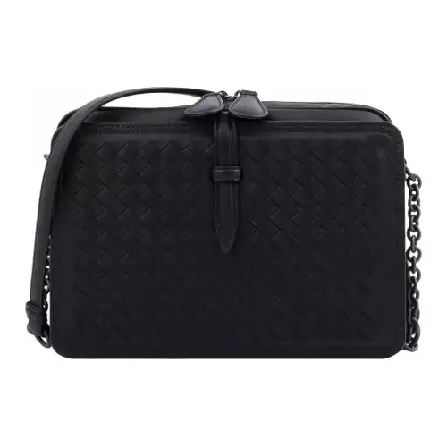 Bottega Veneta Zip Closure Leather Crossbody Bag, Shoulder Bag Women's Black