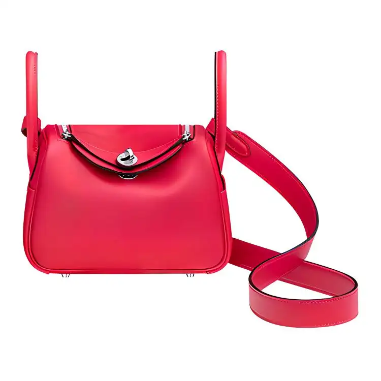 HERMES Lindy Swift Leather Handbags 19 Women's Mexican Pink/Pepper Red