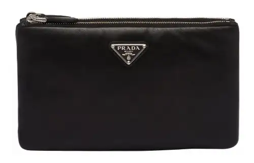 PRADA Leather 2 in 1 Detachable Clutch Small Unisex Black
