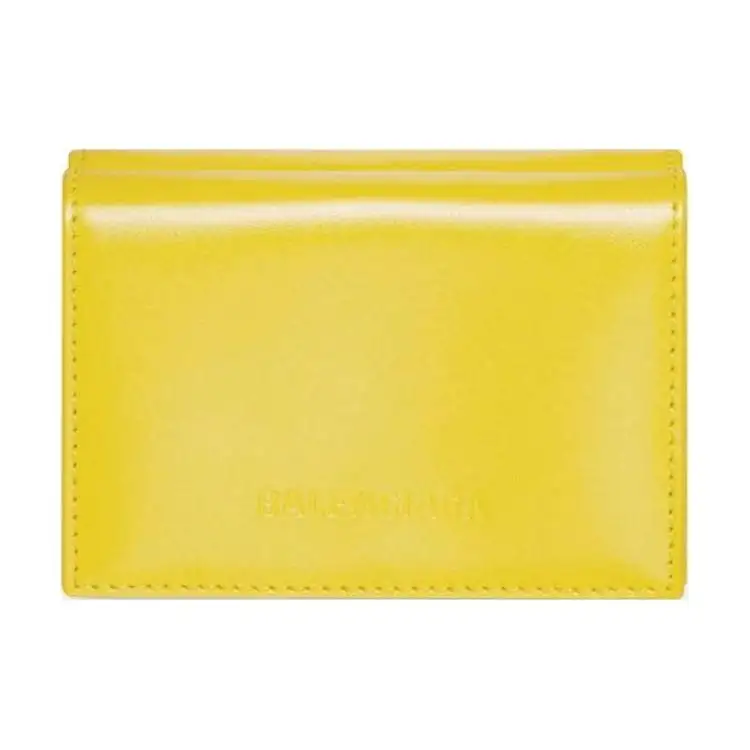 Balenciaga Calfskin Card Holder, Wallet Men's Yellow