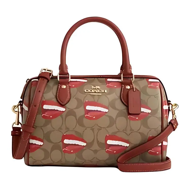 COACH Tom Wesselmann Collaboration Rowan Coated Canvas With Smooth Leather Shoulder Bag, Crossbody Bag, Handbag Medium