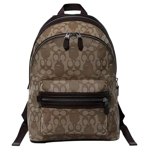 A BATHING APE COACH Collaboration Bape Cotton Backpack Men's Khaki