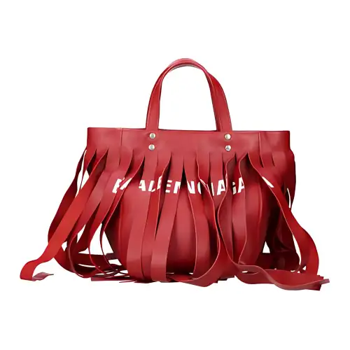 Balenciaga Letter Print Leather Handbag Regular Women's Red