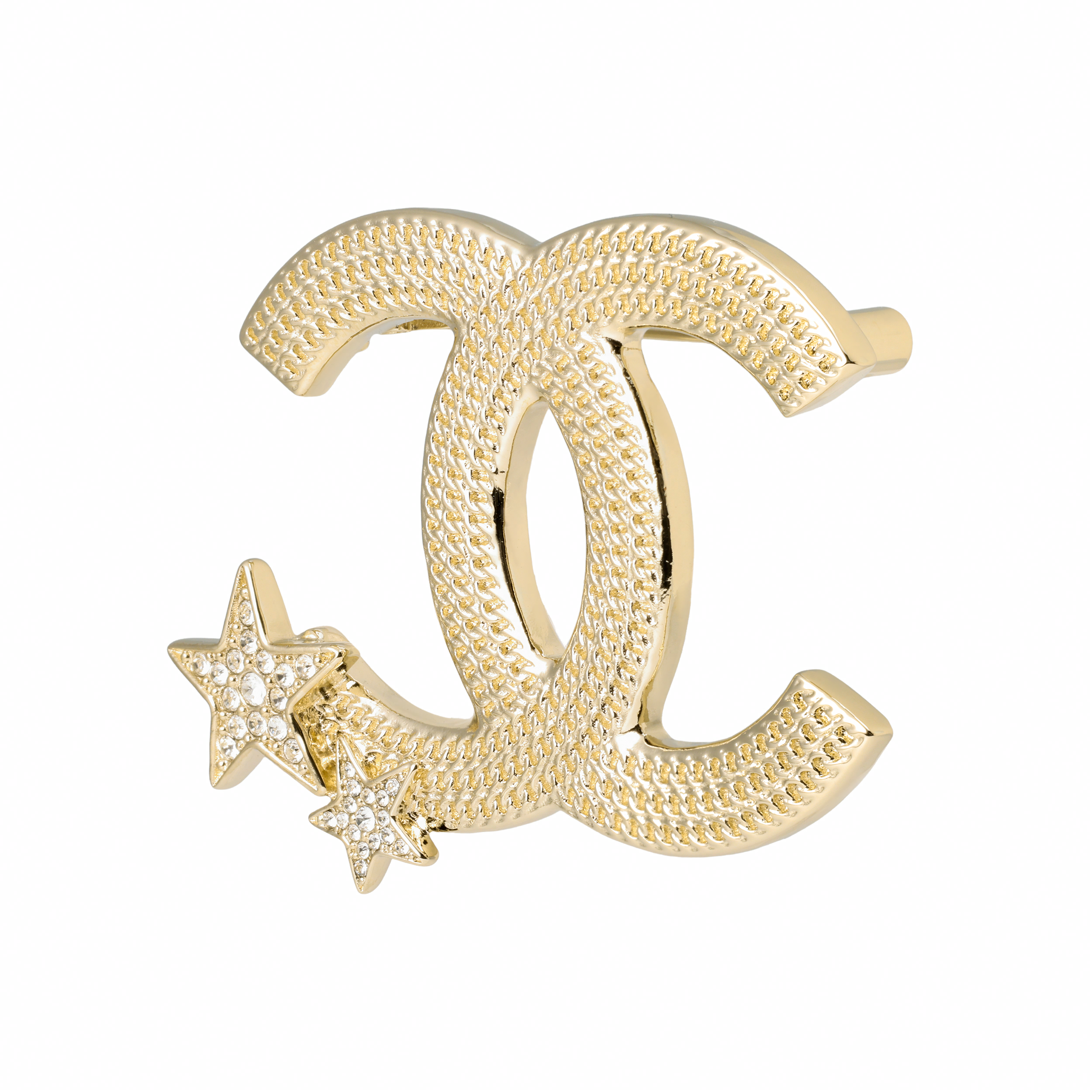 Женская брошь Chanel Logo (золотая) — фото 2