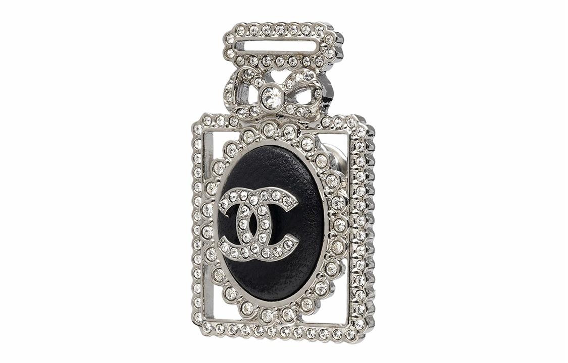 Женская брошь Chanel (черно-серебристая) — фото 2
