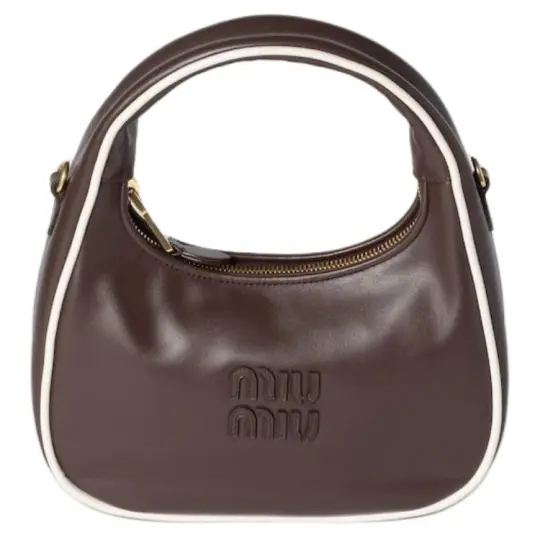 MIU MIU Wander Calfskin Shoulder Bag, Crossbody Bag, Handbag Women's Chocolate