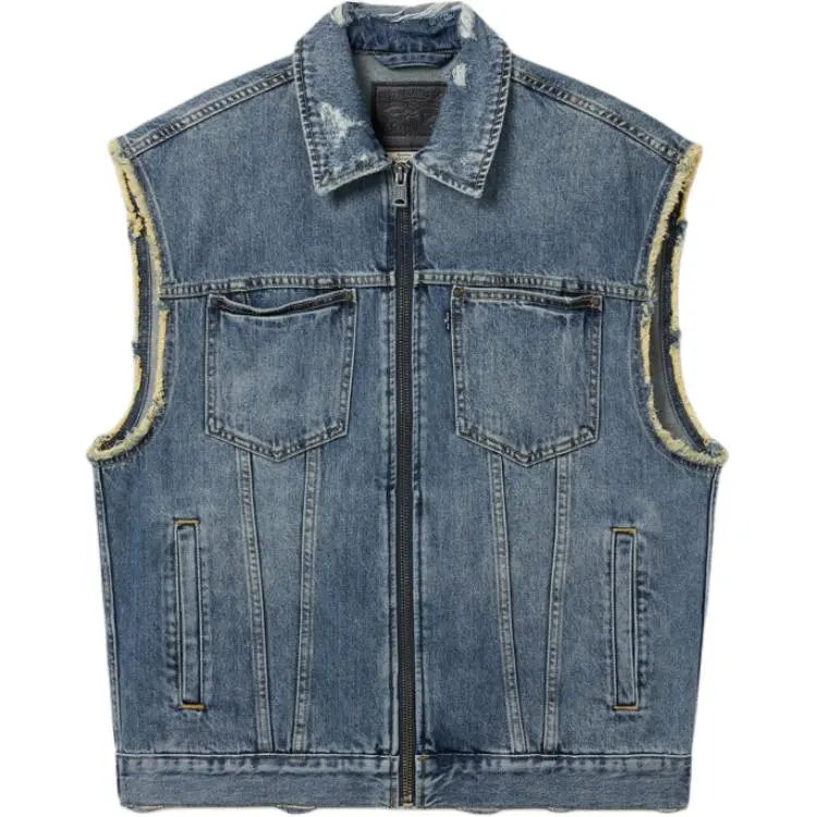 Levi's Vests Men's Dark Blue Lapel Moderate Denim