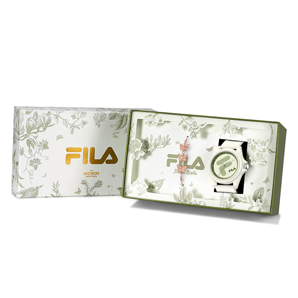 Часы Fila Miracle Flower (бежевые) — Коробка «Встреча» [Часы + Браслет в форме сердца + Сумка для покупок] — фото 5