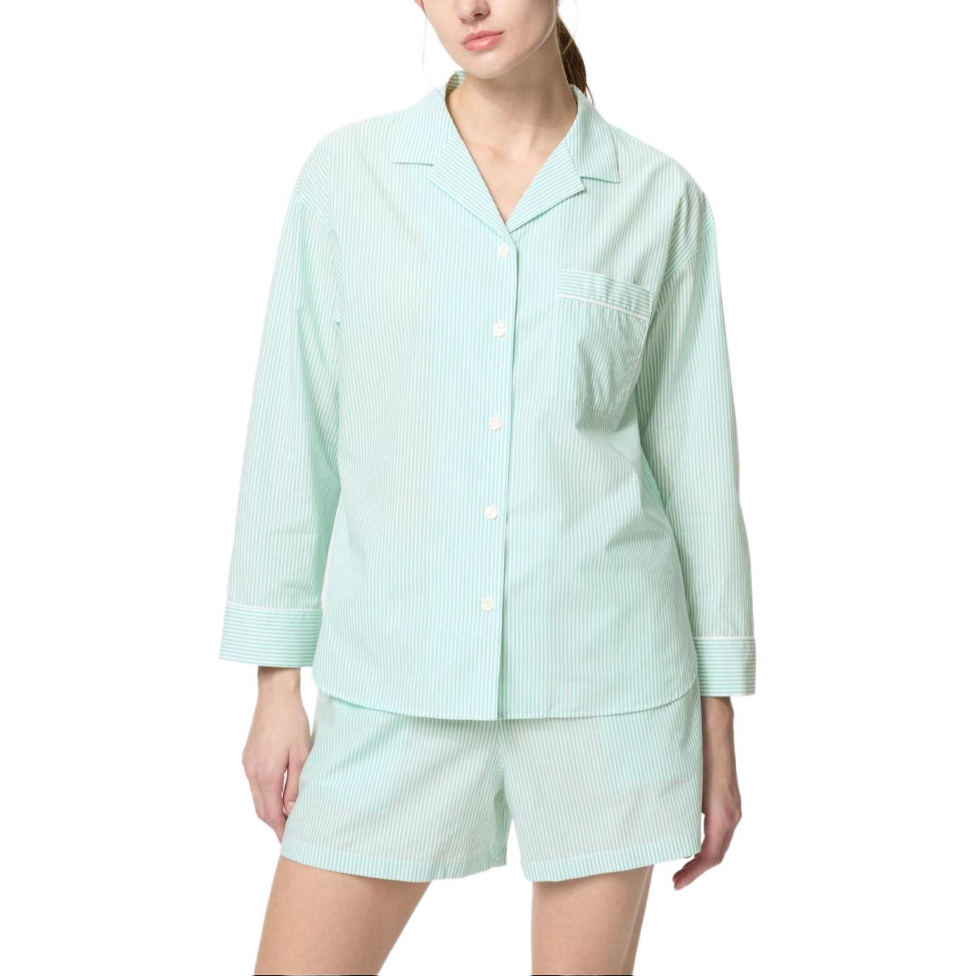 Женская пижама UNIQLO Комплект из кофты и шорт (светло-зеленая)