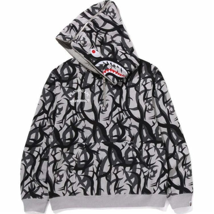 Худи A BATHING APE x NEIGHBORHOOD (серое) — фото 6