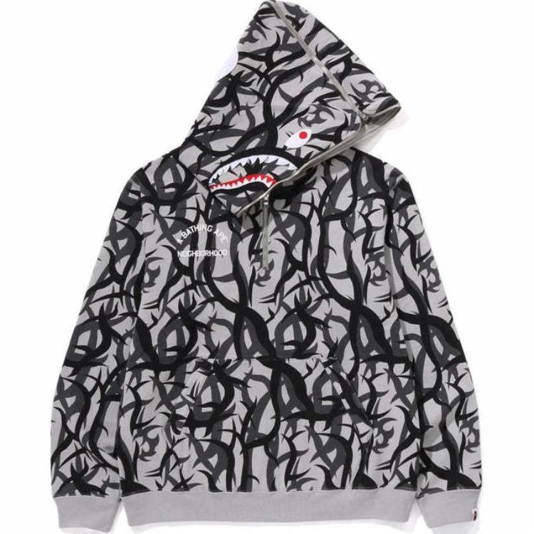 Худи A BATHING APE x NEIGHBORHOOD (серое) — фото 3