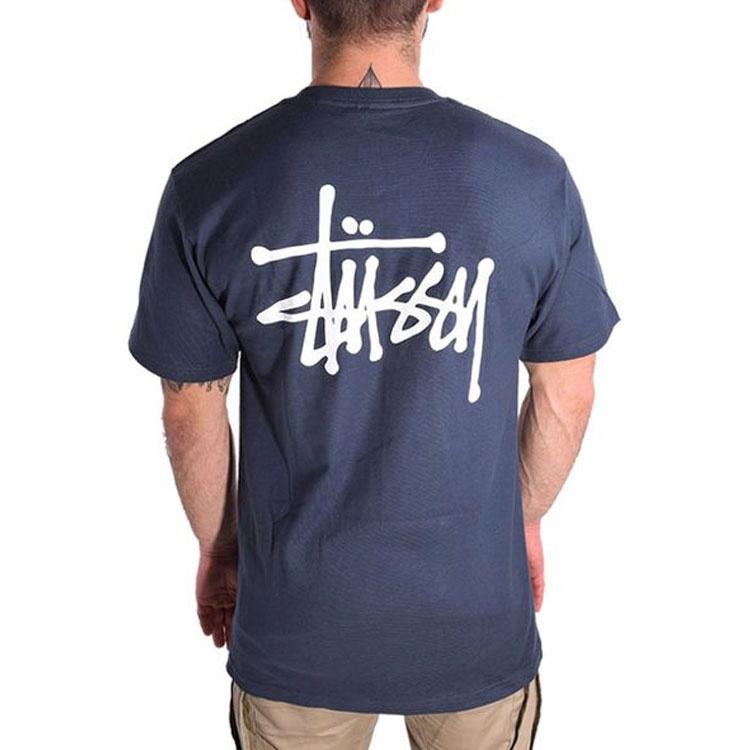 Футболка Stussy Basic Tee (темно-синяя) — фото 3