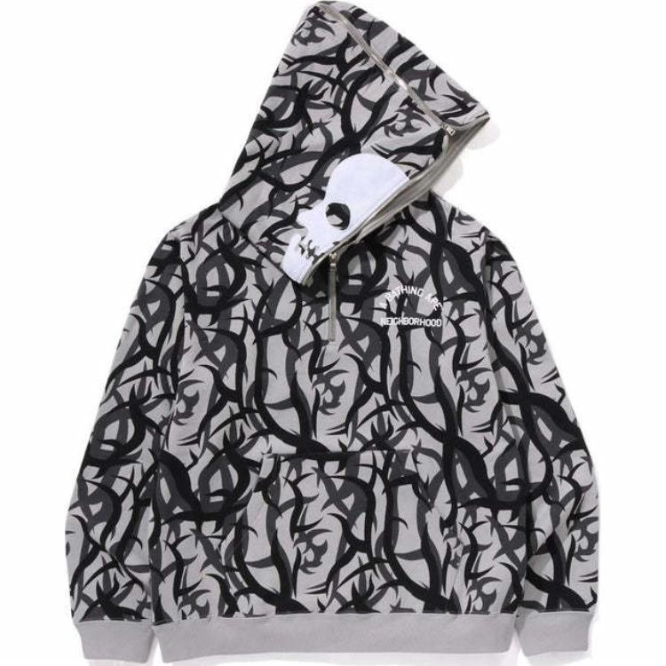 Худи A BATHING APE x NEIGHBORHOOD (серое) — фото 5