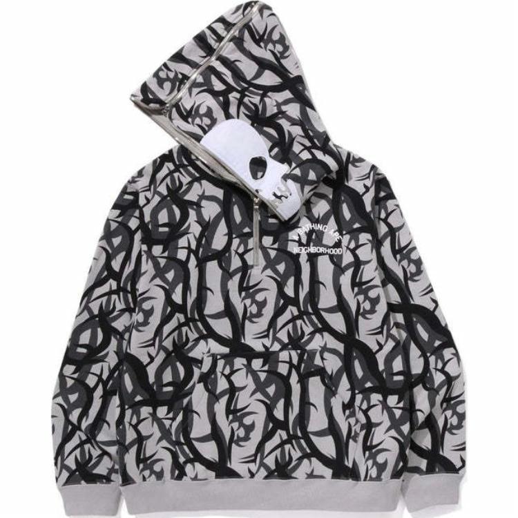 Худи A BATHING APE x NEIGHBORHOOD (серое) — фото 4
