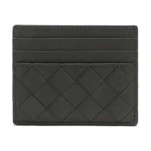 Bottega Veneta Cow Leather Card Holder Unisex Gray