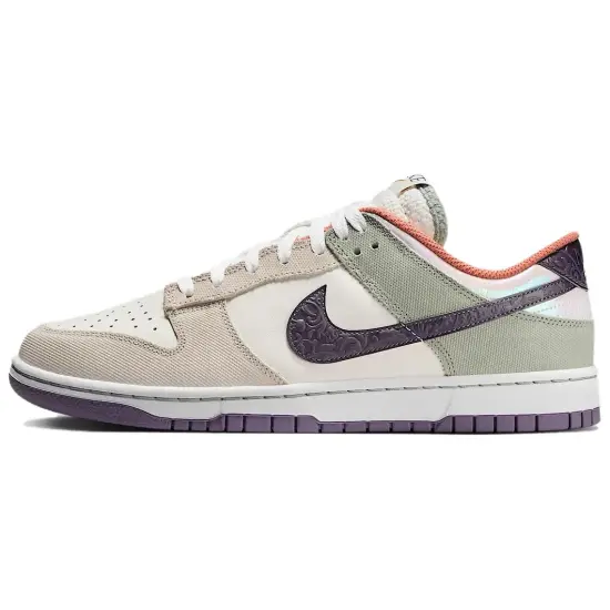 Nike Dunk Anti Slip Wear Resistant Low Top Skateboard Shoes Men's White Green Purple
