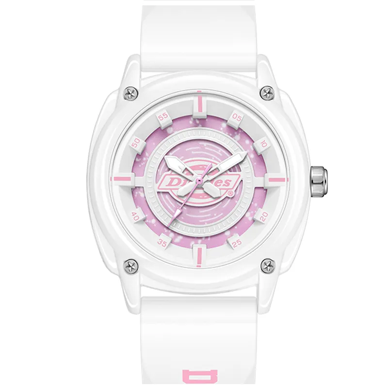 Dickies Free Engraving Galaxy Starry Sky Collection Wrist Watches Quartz Movement Silicone Strap White Dial Unisex