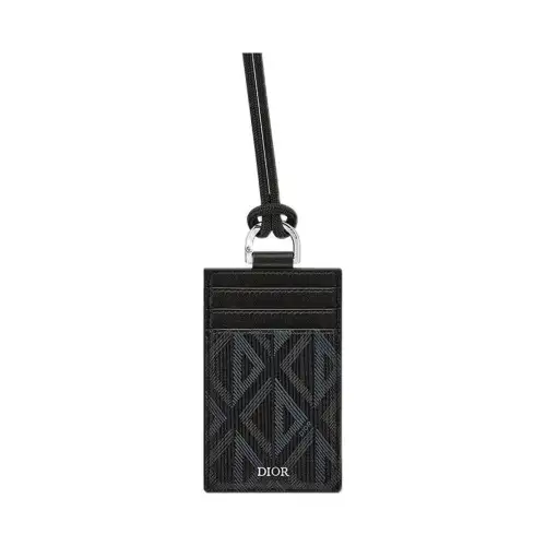 DIOR Smooth Cow Leather With Canvas Card Holder Card Holder Men's Black