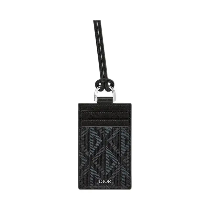 DIOR Smooth Cow Leather With Canvas Card Holder Card Holder Men's Black