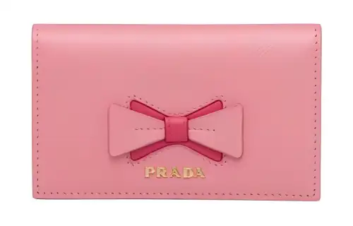 PRADA Saffiano Leather Card Holder Women's Pink