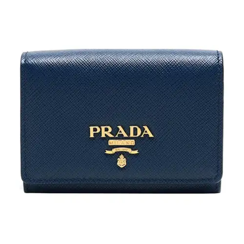 PRADA Leather Card Holder Unisex Blue
