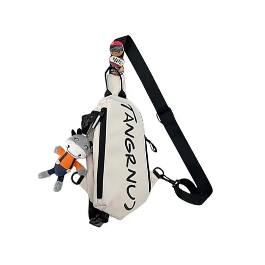 BALANG Nylon Fabric Outing Bag, Sling Bag Regular Men's Black/White