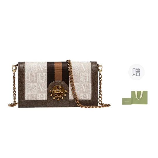 VANESSA HOGAN Monogram PVC Small Square Bag, Cell Phone Pouch, Handheld Shoulder Bag, Crossbody Bag Women's Apricot