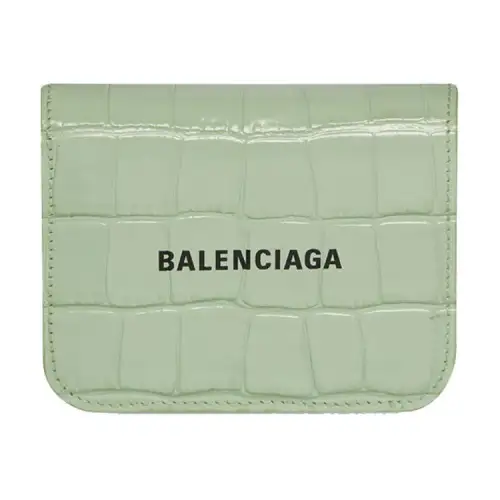 Balenciaga Cash Calfskin Card Holder, Coin Purse Women's Light Green