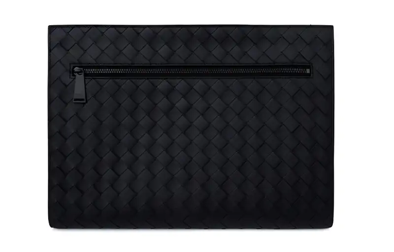 Bottega Veneta Leather Briefcase Clutch Men's Black