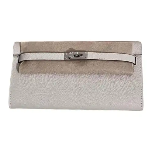 HERMES Kelly To Go Silver Tone Buckle Epsom Leather Crossbody Bag, Handbag Women's 10 Craie Milkshake White