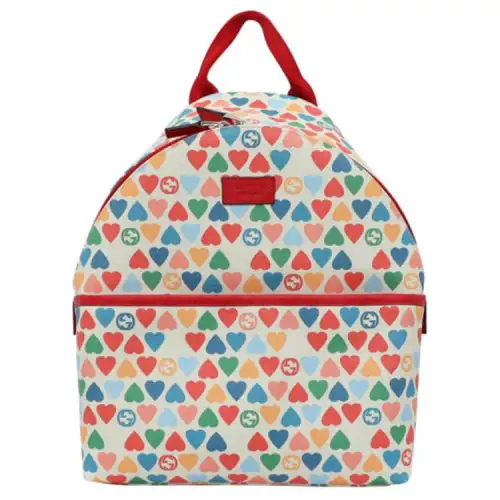 GUCCI Canvas With Leather Backpack Kids' White/Red/Multicolor