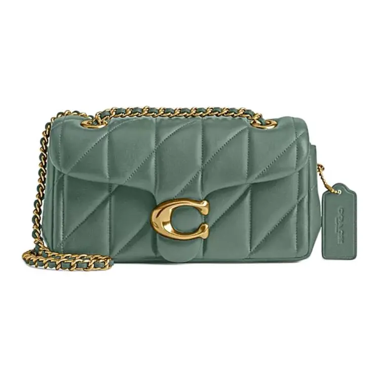 COACH Tabby Leather Shoulder Bag Small Women's Gray Green