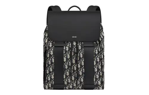 DIOR Leather Backpack Unisex Black/Beige