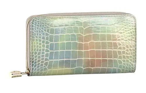 LOUIS VUITTON Bright Alligator Leather Wallet Women's Pastel Coral