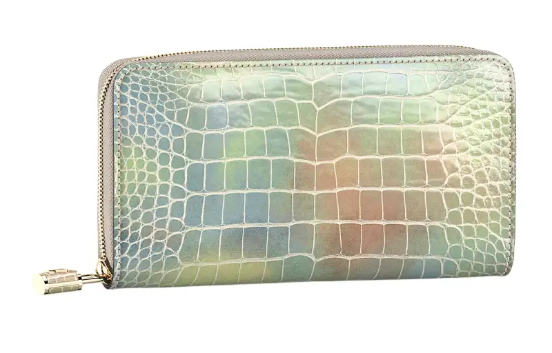 LOUIS VUITTON Bright Alligator Leather Wallet Women's Pastel Coral