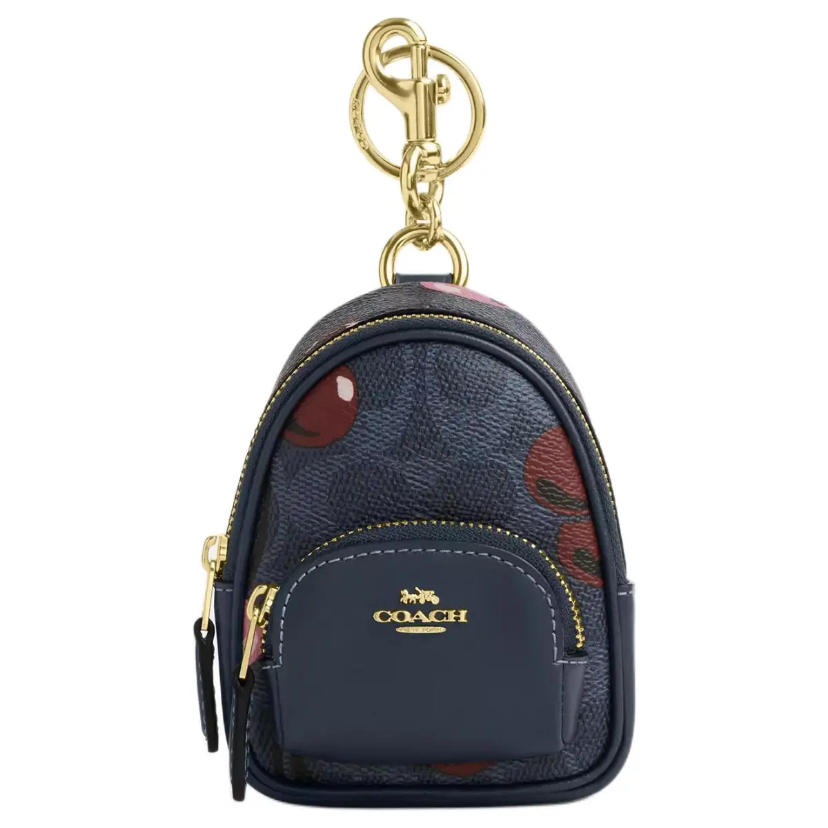 COACH Court Coated Canvas With Smooth Leather Bag Accessory Mini Women's Gold Denim Multicolor
