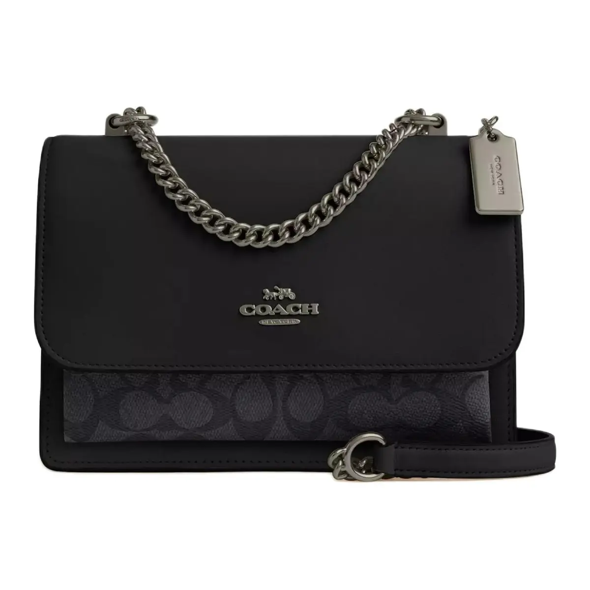 COACH Klare Coated Canvas With Leather Shoulder Bag, Crossbody Bag Small Women's Black