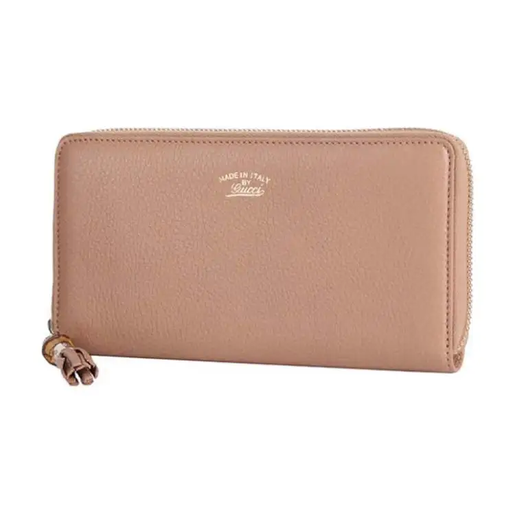 GUCCI Leather Wallet Regular Women's Khaki