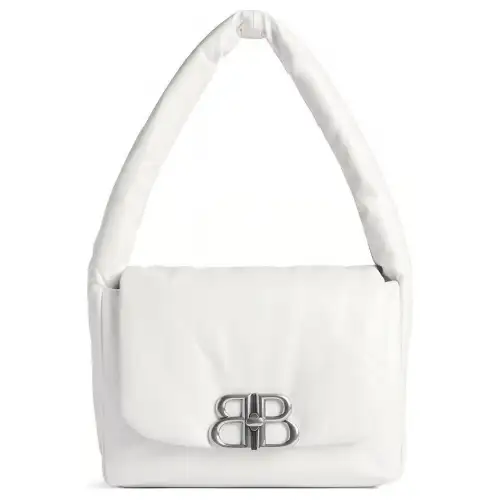 Balenciaga Calfskin Handbag, Shoulder Bag Small Women's White