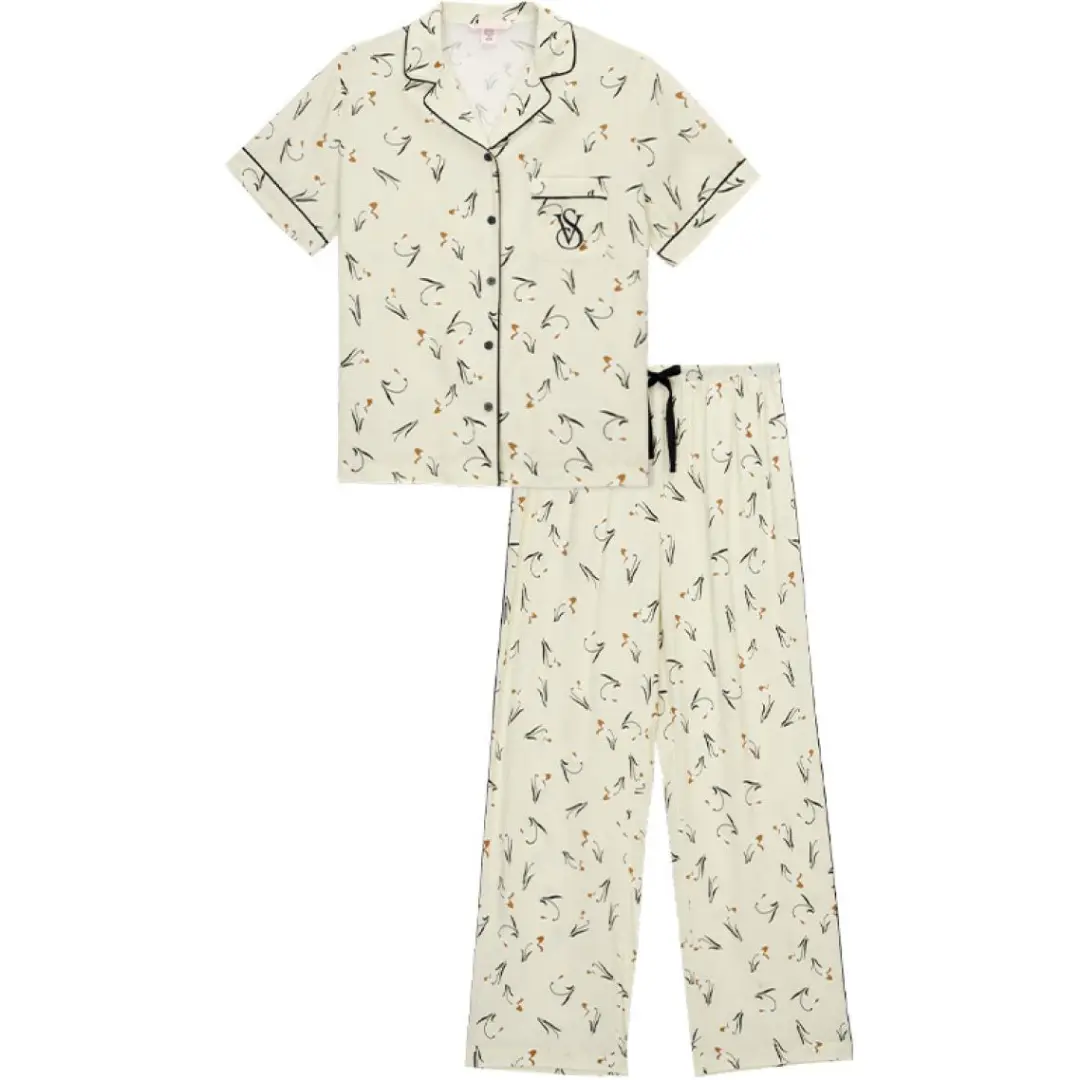 Victoria's Secret Pajama Set Women's Light Green Floral Print
