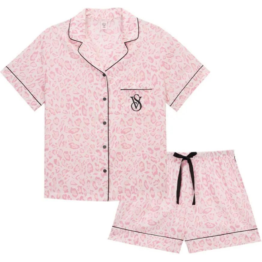 Victoria's Secret Pajama Set Women's Pink Leopard Print